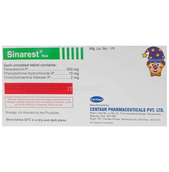 sinarest tablet 15's